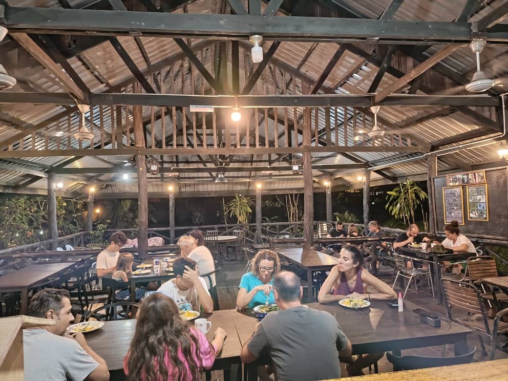 Guest eating at restaurant